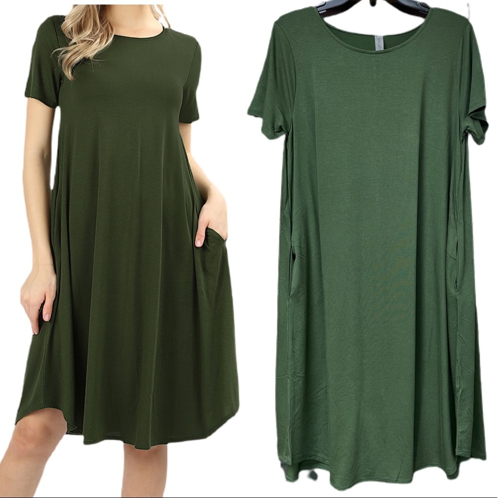Soft & Comfortable Short Sleeves Round Neck Dress - Picture 1 of 7